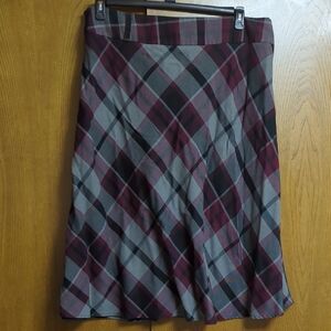 Cato Plaid Midi Skirt - Burgundy and Gray